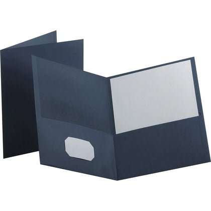 Oxford Recycled Pocket Folder: Dark Blue Leatherette 100 Sheets Capacity - Folders