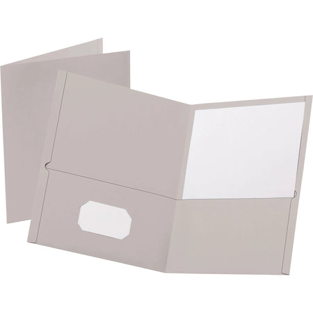 Oxford Recycled Pocket Folder: Gray Leatherette 100 Sheets Capacity - Folders