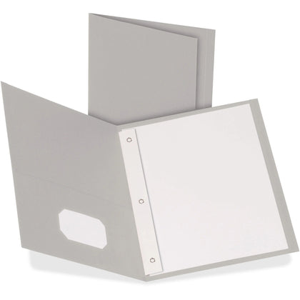 Oxford Recycled Pocket Folder: Gray Leatherette Tear Resistant - 25/Box - Folders