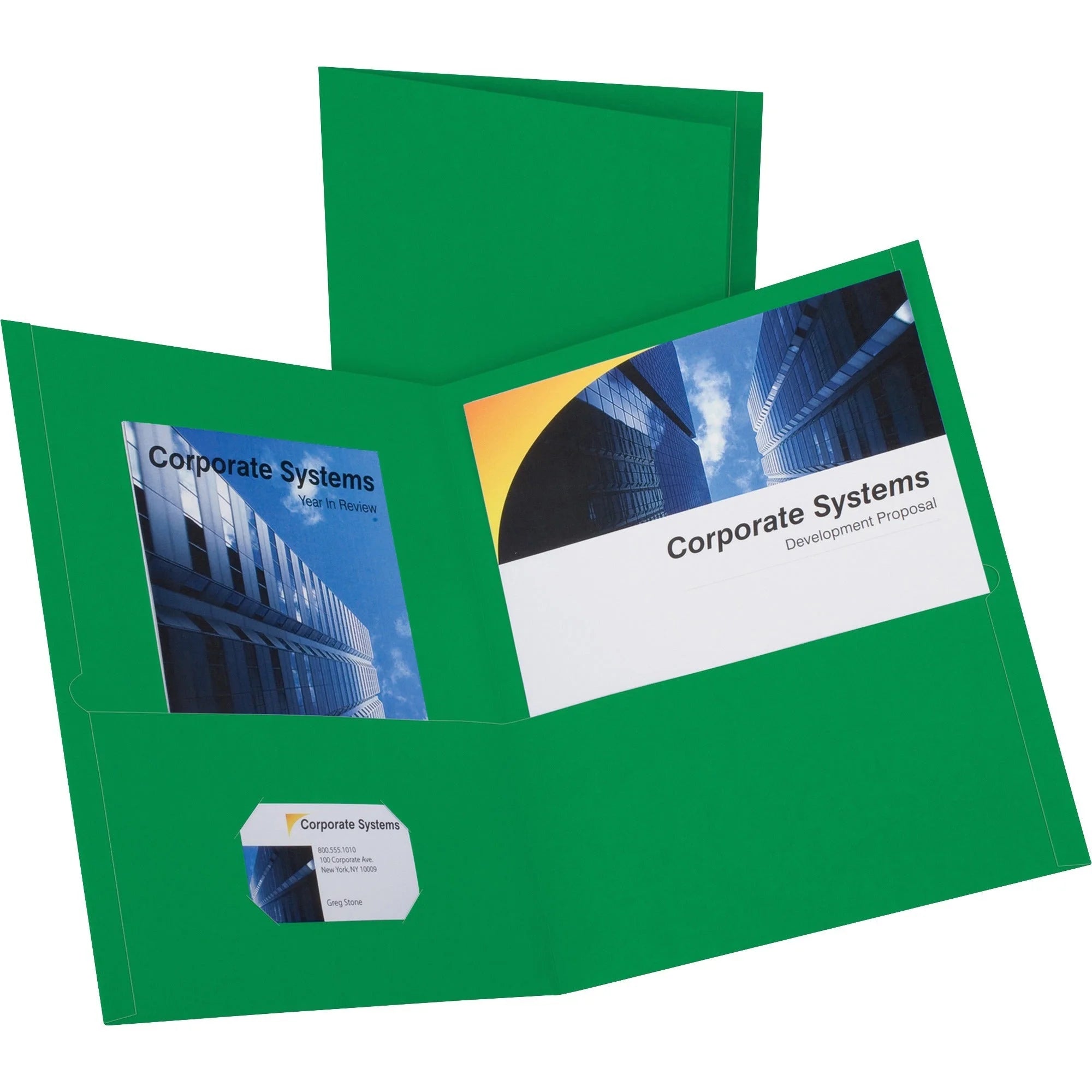 Oxford Recycled Pocket Folder - Hunter Green Leatherette - 25/Box - Folders
