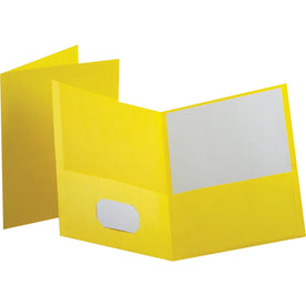 Oxford Recycled Pocket Folder - Yellow Leatherette - 100 Sheets - 25/Box - Folders