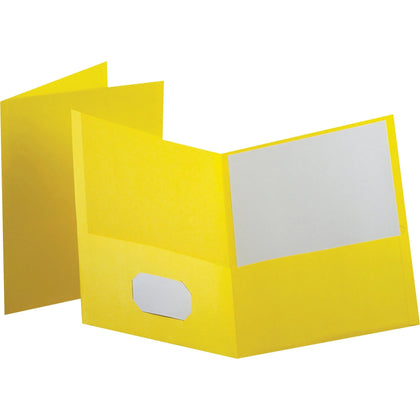 Oxford Recycled Pocket Folder - Yellow Leatherette - 100 Sheets - 25/Box - Folders