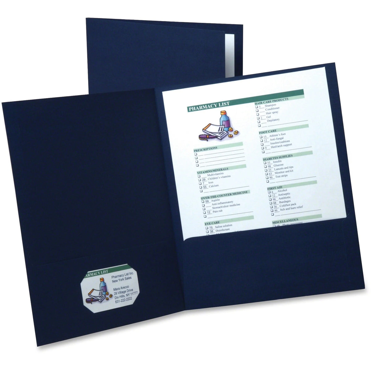 Oxford Recycled Pocket Folders - Navy Blue Linen - 8.5’’ x 11’’ - 35% - 5/Pack