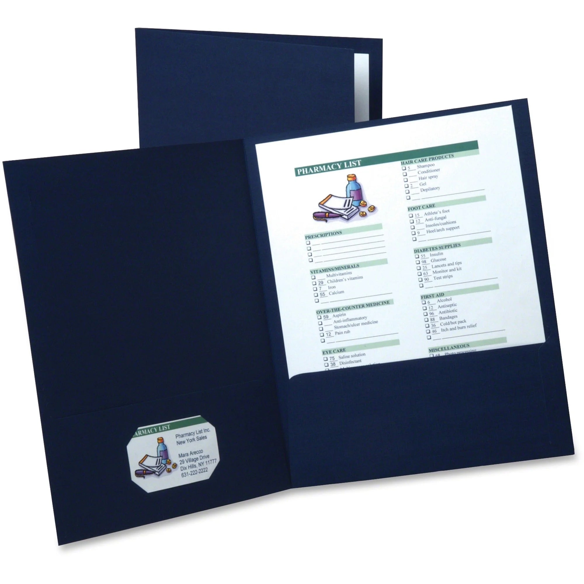 Oxford Recycled Pocket Folders - Navy Blue Linen - 8.5’’ x 11’’ - 35% - 5/Pack