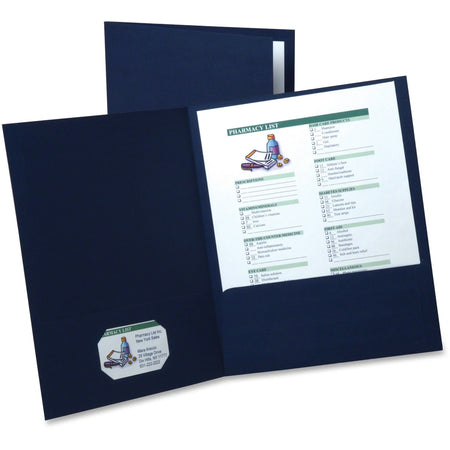 Oxford Recycled Pocket Folders - Navy Blue Linen - 8.5’’ x 11’’ - 35% - 5/Pack