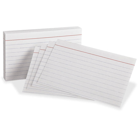 Oxford Red Margin Ruled Index Cards - 3’’ x 5’’ White Paper - 300 Pack - & Accessories