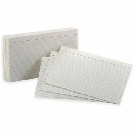 Oxford Top Quality Ruled Index Cards - 5’’ x 8’’ - 85 lb Basis Weight - Sustainable Forestry Initiative (SFI) - White