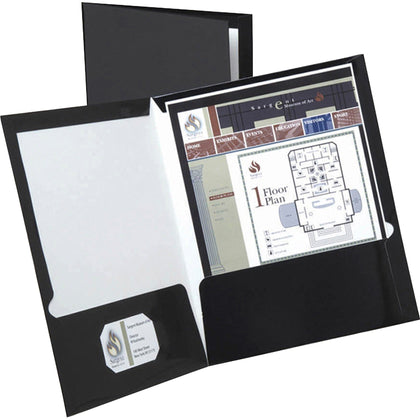 Oxford Showfolio Letter Pocket Folder: 100-Sheet Capacity Black Laminated - 1 Box - Folders