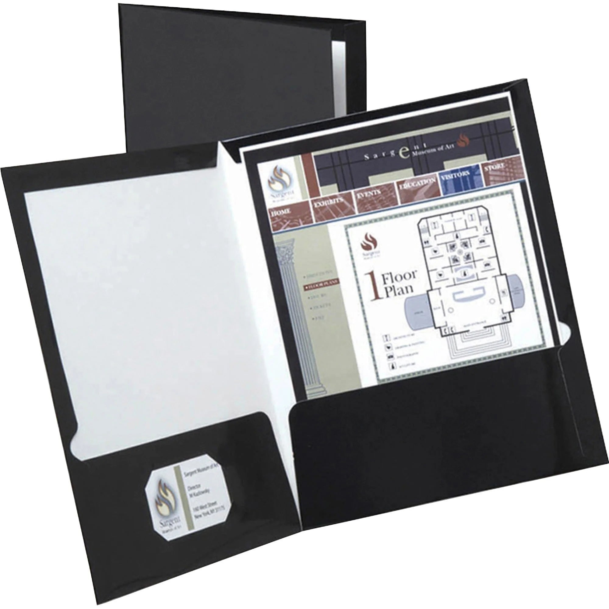 Oxford Showfolio Letter Pocket Folder: 100-Sheet Capacity Black Laminated - 1 Box - Folders