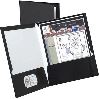 Oxford Showfolio Letter Pocket Folder: 100-Sheet Capacity Black Laminated - 1 Box - Folders