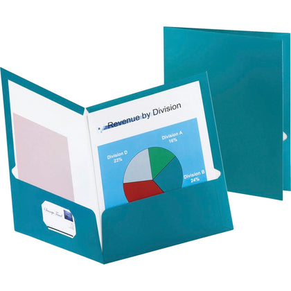 Oxford Teal Letter Pocket Folder - 150 Sheet Capacity - 25/Box - Report Covers