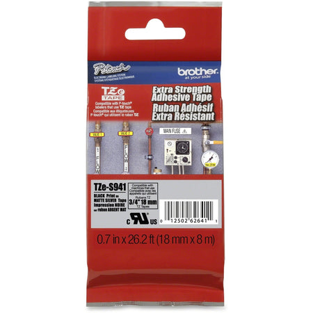 P-touch Extra-Strength Adhesive Tape - 3/4’’ Width - Black - Thermal Transfer - Label Maker Supplies