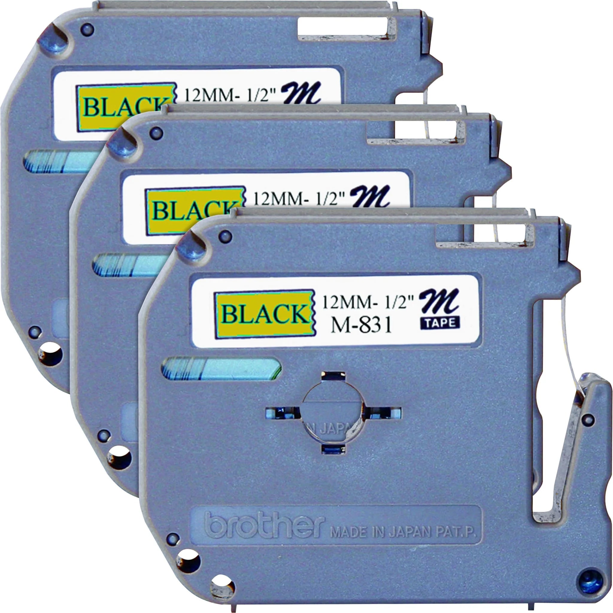P-touch Nonlaminated M Series Tape Cartridge - 1/2’’ Width - Black Gold - 3 / Bundle - Label Maker Supplies