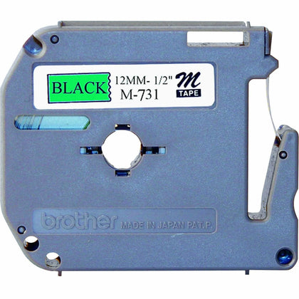 P-touch Nonlaminated M Series Tape Cartridge - 1/2’’ x 26 1/5 ft - Green/Black - Label Maker Supplies