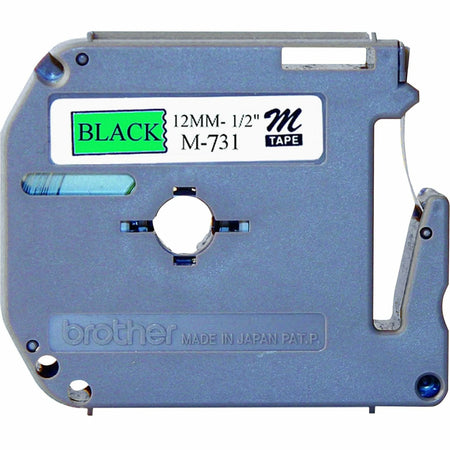 P-touch Nonlaminated M Series Tape Cartridge - 1/2’’ x 26 1/5 ft - Green/Black - Label Maker Supplies