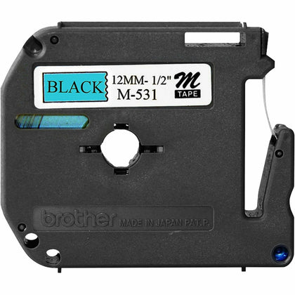 P-touch Nonlaminated M Series Tape Cartridge - 1/2’’ x 26 1/5 ft - Blue/Black - Label Maker Supplies