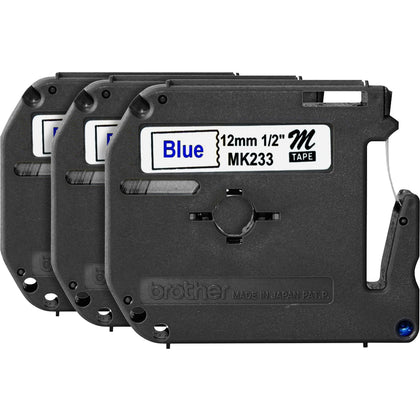 P-touch Nonlaminated M Series Tape Cartridge - White 1/2’’ x 26 1/5’’ - 3 Pack - Label Maker Supplies