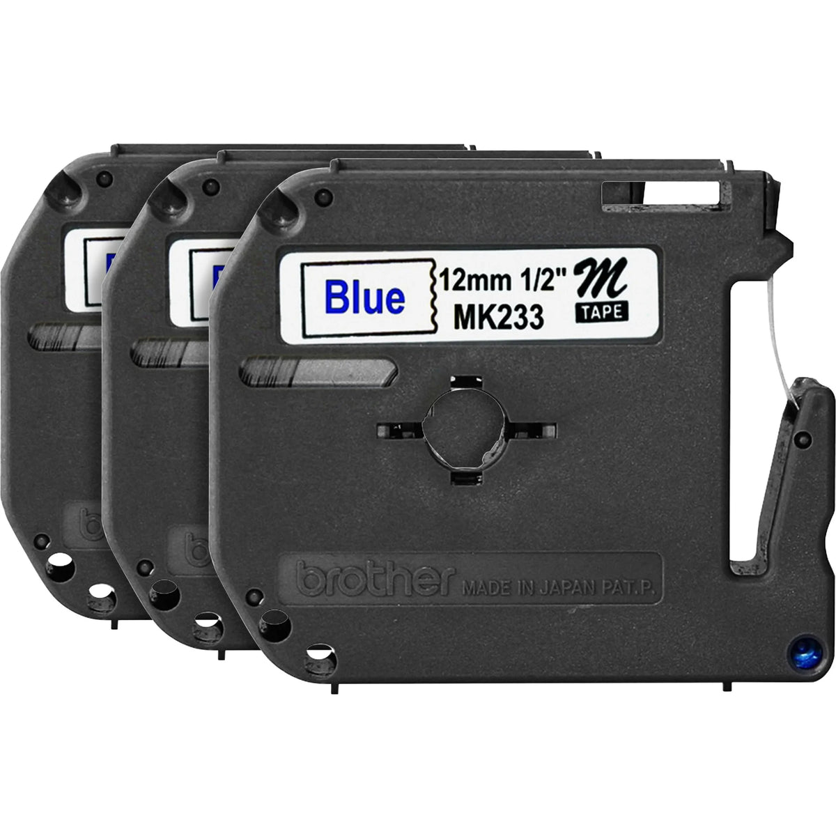 P-touch Nonlaminated M Series Tape Cartridge - White 1/2’’ x 26 1/5’’ - 3 Pack - Label Maker Supplies
