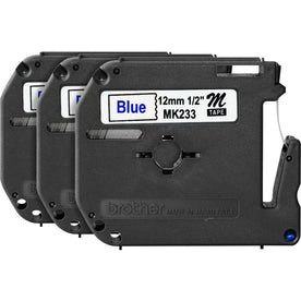 P-touch Nonlaminated M Series Tape Cartridge - White 1/2’’ x 26 1/5’’ - 3 Pack - Label Maker Supplies