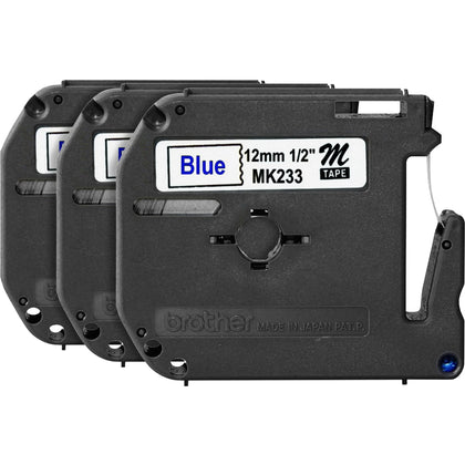 P-touch Nonlaminated M Series Tape Cartridge - White 1/2’’ x 26 1/5’’ - 3 Pack - Label Maker Supplies