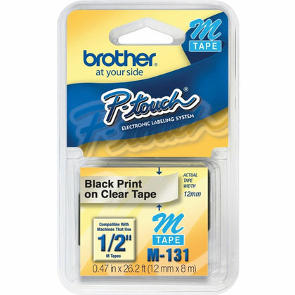P-touch System 1/2’’ Black on Clear M Tape - Width - Label Maker Supplies