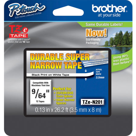 P-touch TZ 1/8’’ Super Narrow Non-laminated Tape - Water Resistant - Label Maker Supplies