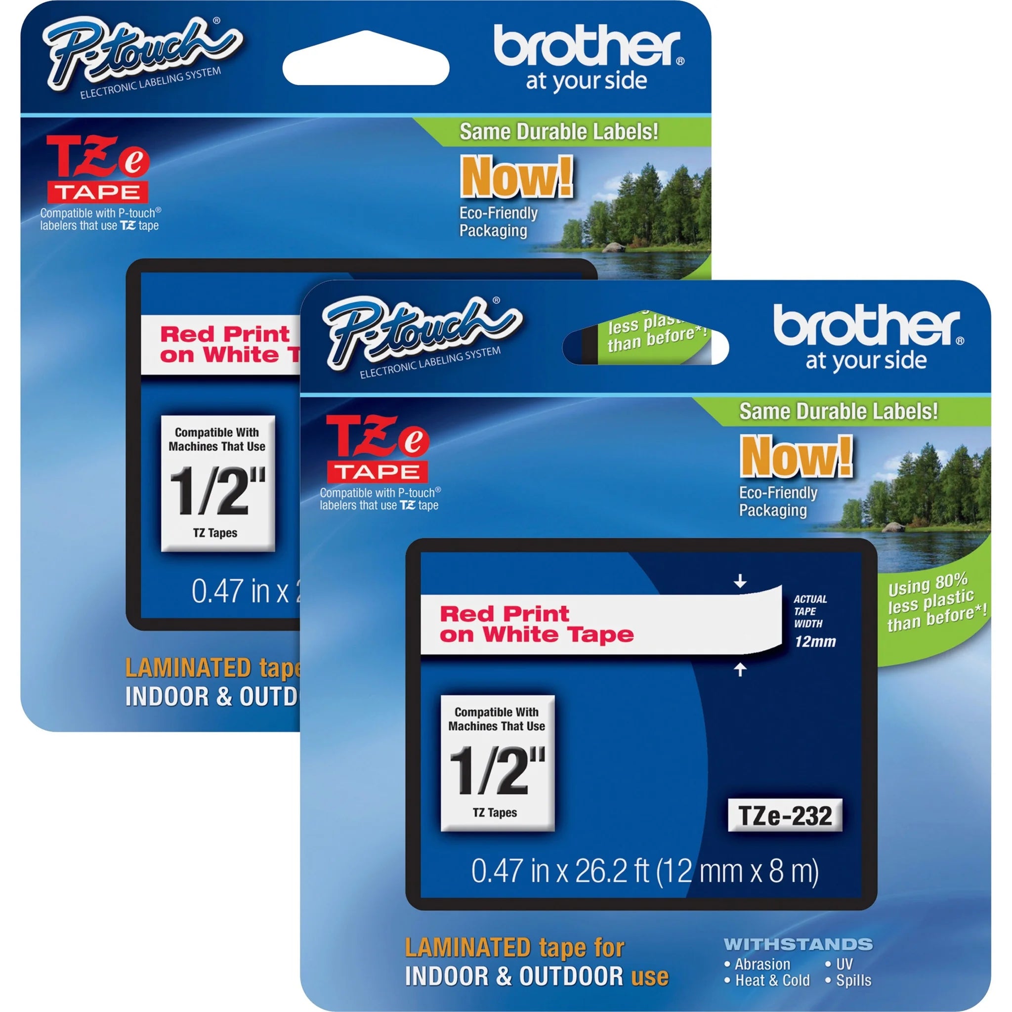 P-touch TZe 1/2’’ White Tape Cartridges - Water Grease & Grime Resistant - Label Maker Supplies