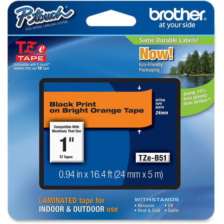 P-touch TZe 1’’ Fluorescent Orange Lettering Tape - Water Resistant & Durable - Label Maker Supplies