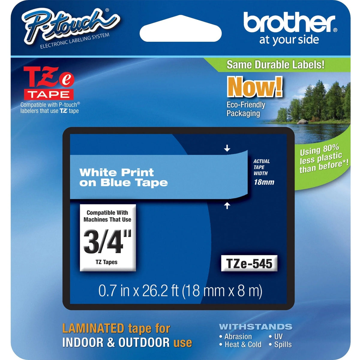 P-touch TZe Blue Laminated Tape - 45/64’’ Width - Water Resistant - High Durability - Label Maker Supplies
