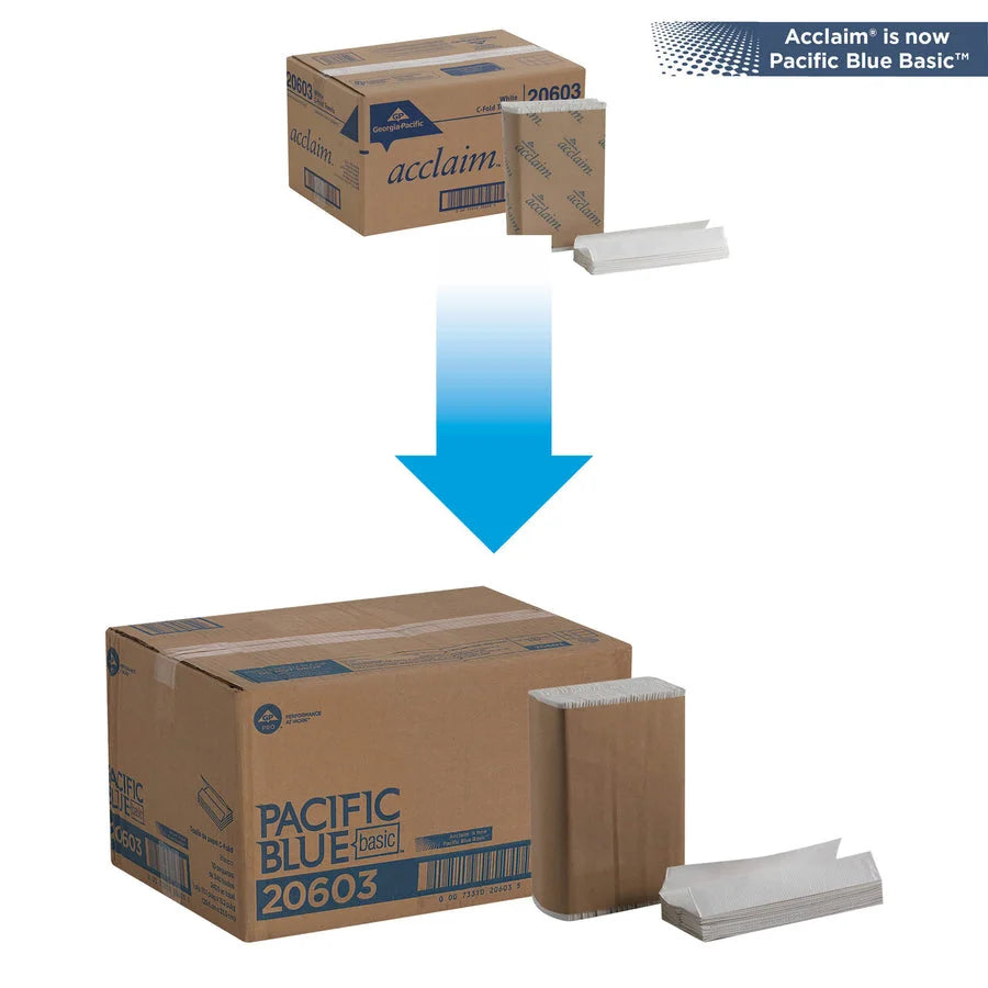 Pacific Blue Basic C-Fold Paper Towels - White 240/Pack - 10 Carton