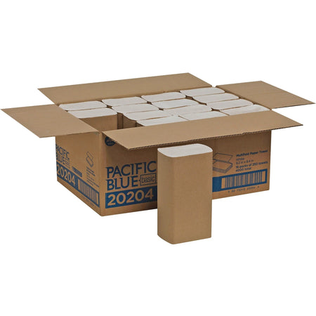 Pacific Blue Basic Multifold Paper Towels - White 1-ply 250/Pack 16 Carton