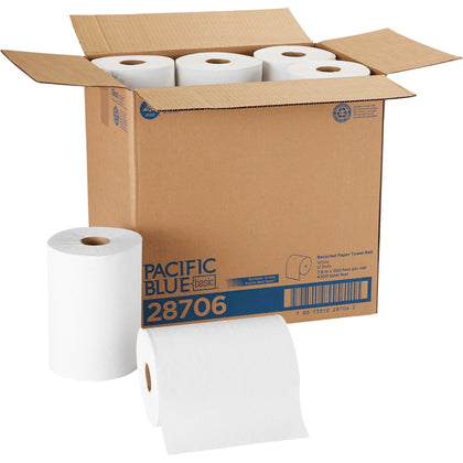 Pacific Blue Basic Paper Roll Towel - 1 Ply 7.87’’ x 350 ft White - 12/Carton - Towels