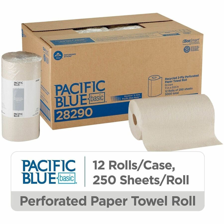 Pacific Blue Basic Recycled Perforated Paper Roll Towel - Alternate-Image1
