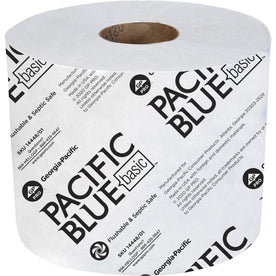 Pacific Blue Basic Standard Toilet Paper: 1-Ply 1500 Sheets White - 48 Rolls - Bathroom Tissue