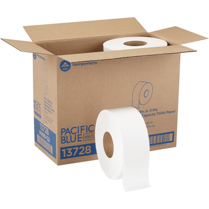 Pacific Blue Select Jumbo Jr. Toilet Paper: 2-Ply 1000 ft Length White - 8/Carton - Bathroom Tissue