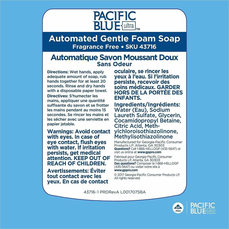 Pacific Blue Ultra Automated Touchless Gentle Foam Hand Soap Dispenser Refills - Alternate-Image3