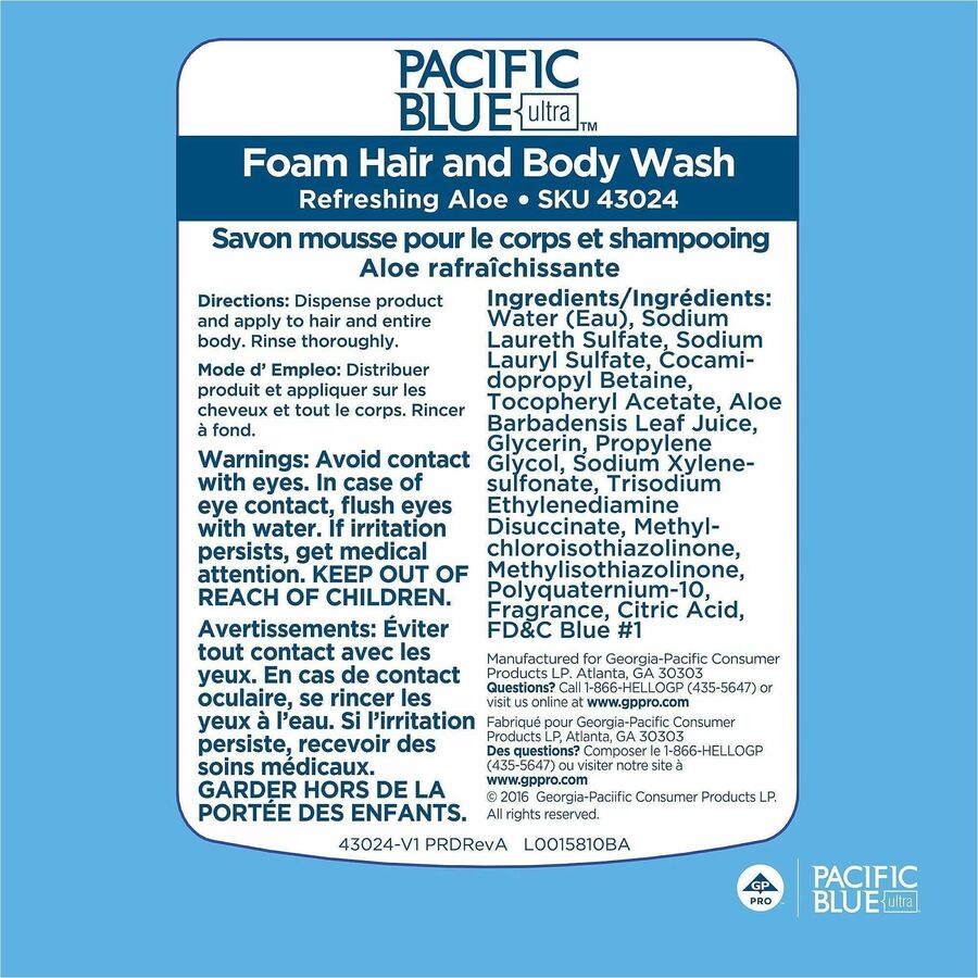 Pacific Blue Ultra Hair And Body Wash Manual Dispenser Refills - Alternate-Image3