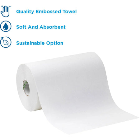 Pacific Blue Ultra Paper Towel Rolls: 1-Ply 9’’ x 400 ft White - 6/Carton - Towels