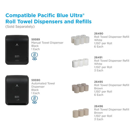 Pacific Blue Ultra Recycled Paper Towel Rolls - 1150 ft Length - Brown - 6 - Towels