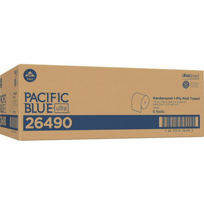 Pacific Blue Ultra Recycled Paper Towel Rolls - High-Capacity 1150 ft - White - 6 - 6/Carton - Towels
