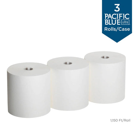 Pacific Blue Ultra Recycled Paper Towel Rolls - High-Capacity White - 3 - Towels