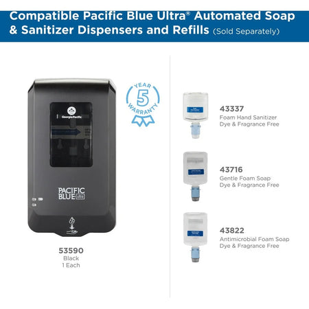 Pacific Blue Ultra Touchless Foam Hand Soap Refills - 1.27 Quart - Dirt & Bacteria Remover - Skin Care Dispensers