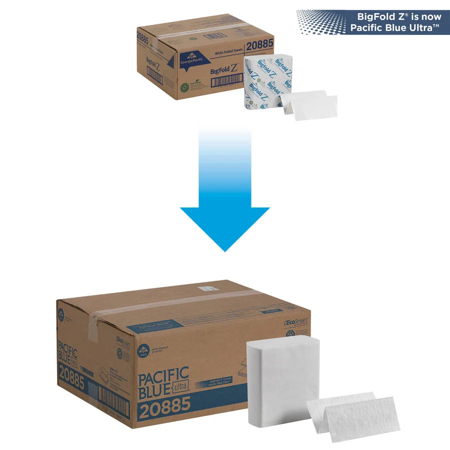 Pacific Blue Ultra Z-Fold Paper Towel: White 8x11 260/Pack - Towels