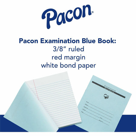 Pacon Blue Book Examination Book: 8 Sheets 0.37’’ Ruled Red Margin - Student Notebooks & Folders