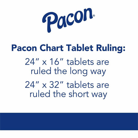 Pacon Chart Table - 70 Sheets - Glue - Ruled Front Ruling - 1’’ - Unruled Margin - 24’’ x 32’’ Sheet Size - White Paper