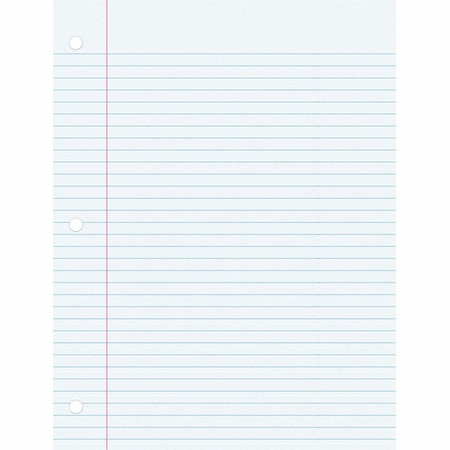 Pacon College Ruled Filler Paper - 100 Sheets - Front Ruling - 0.28’’ - Red Margin - 3 Hole(s)