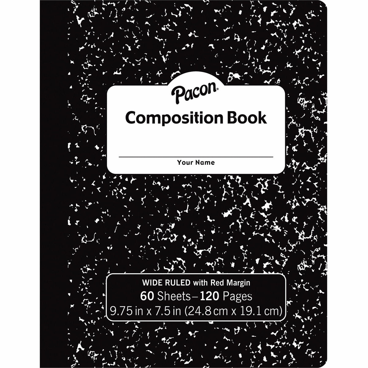 Pacon Composition Book: Wide Ruled 60 Sheets Black Marble Cover - Student Notebooks & Folders