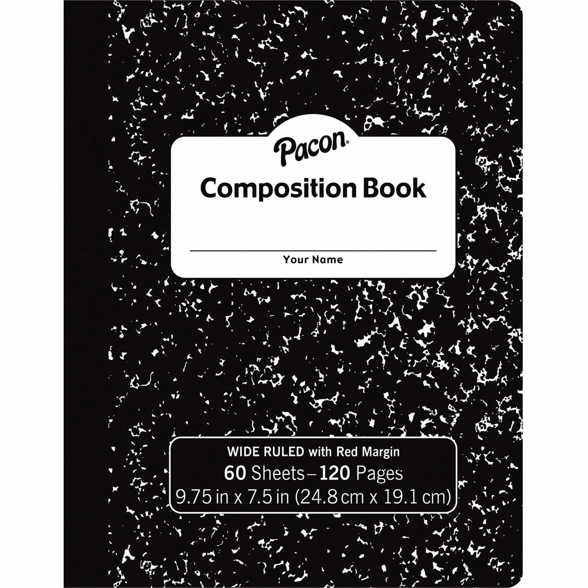 Pacon Composition Book: Wide Ruled 60 Sheets Black Marble Cover - Student Notebooks & Folders