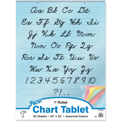 Pacon Cursive Cover Chart Tablet: 25 Sheets 1’’ Ruled - Handwriting Paper & Pads