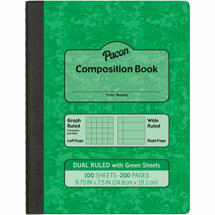 Pacon Dual Ruled Composition Book: Green Cover 24/Carton - Notebooks